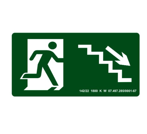 PLACA PVC ROTA FUGA ESCADA DES DIREITA FOTOLUMINESCENTE