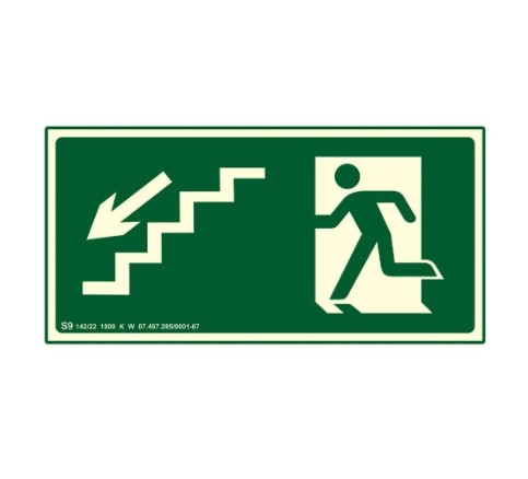 PLACA PVC ROTA FUGA ESCADA SUB ESQUERDA FOTOLUMINESCENTE